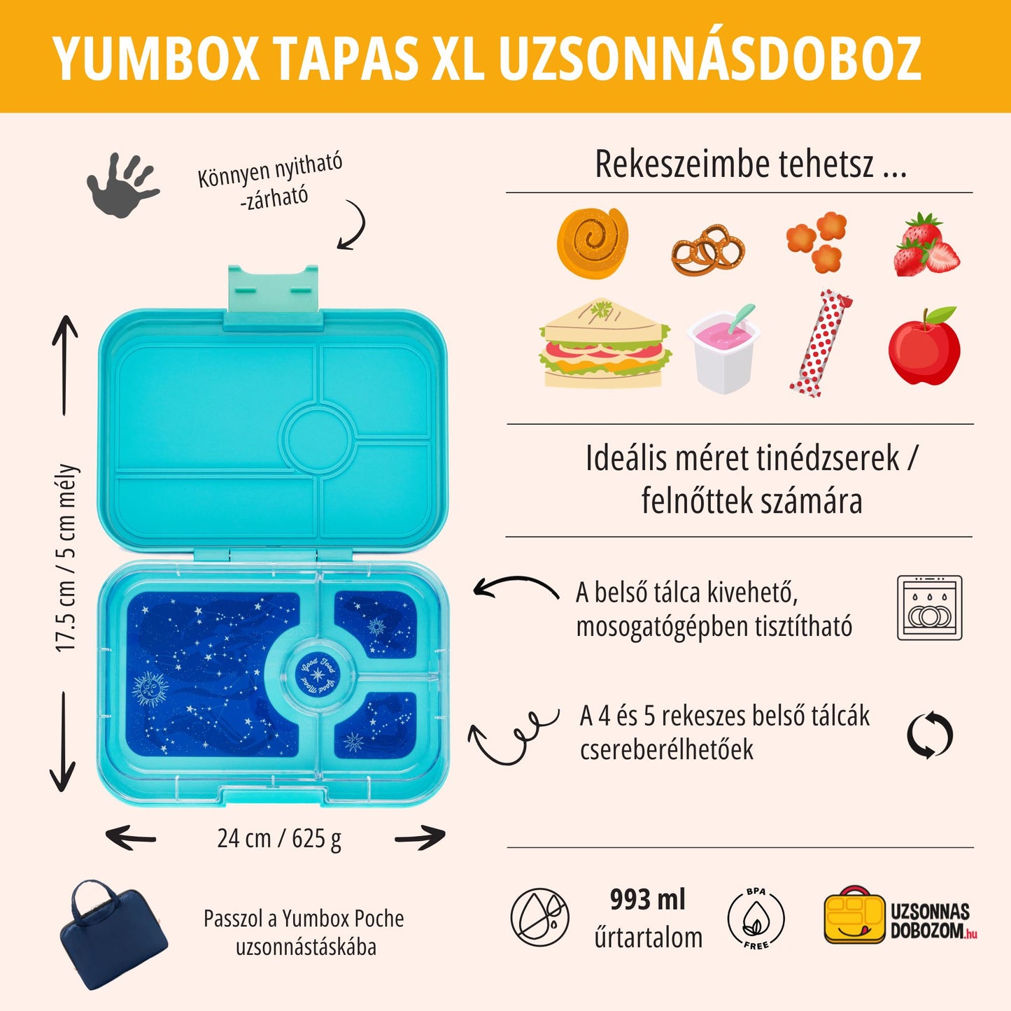 Yumbox Tapas XL Antibes blue / Zodiac (4 rekeszes)