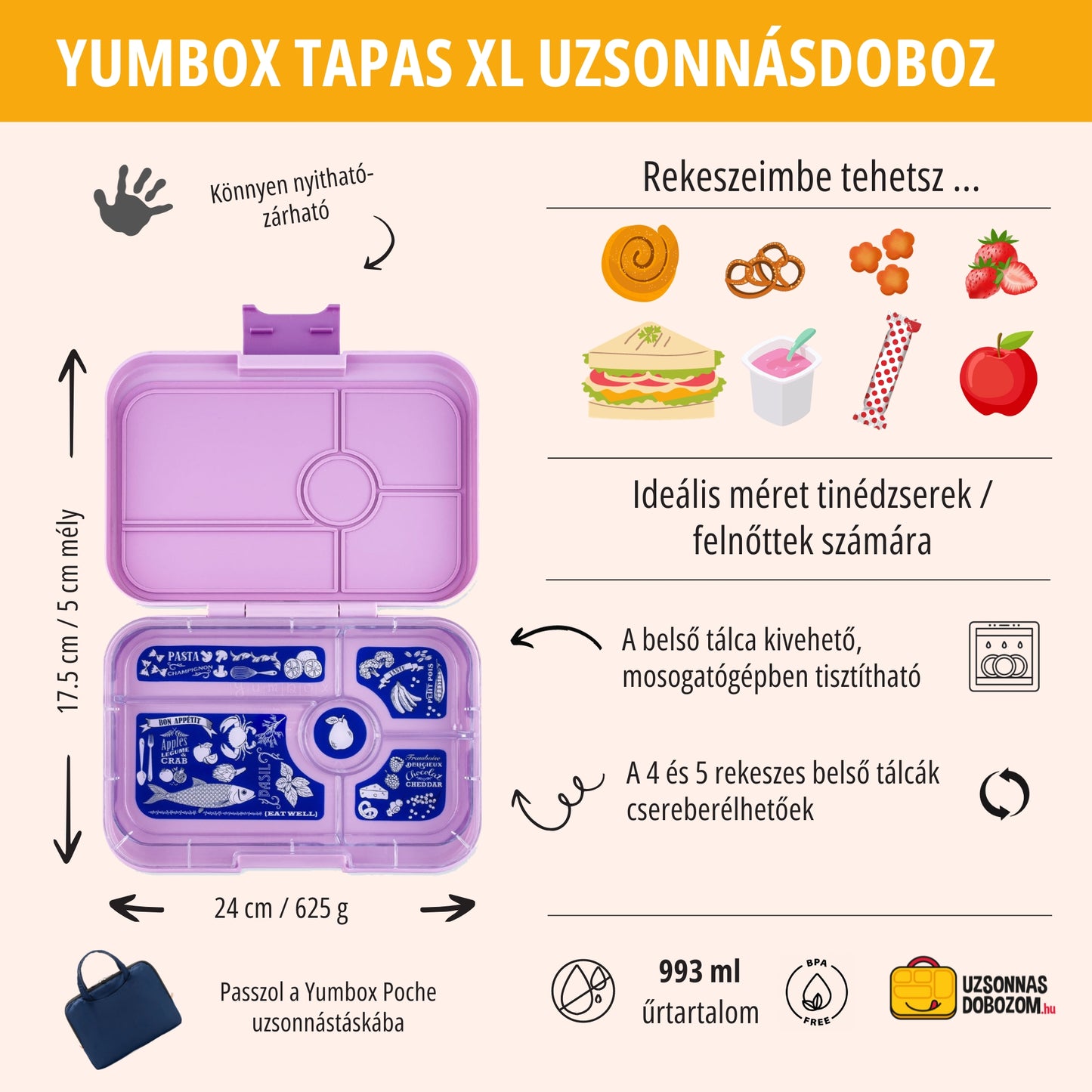 Yumbox Tapas XL Monte Carlo blue / Navy Clear (5 rekeszes)