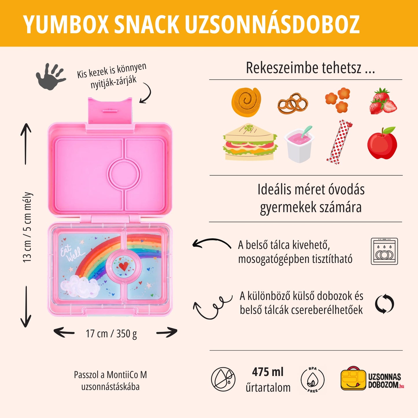 Yumbox Snack Fifi Pink / Rainbow