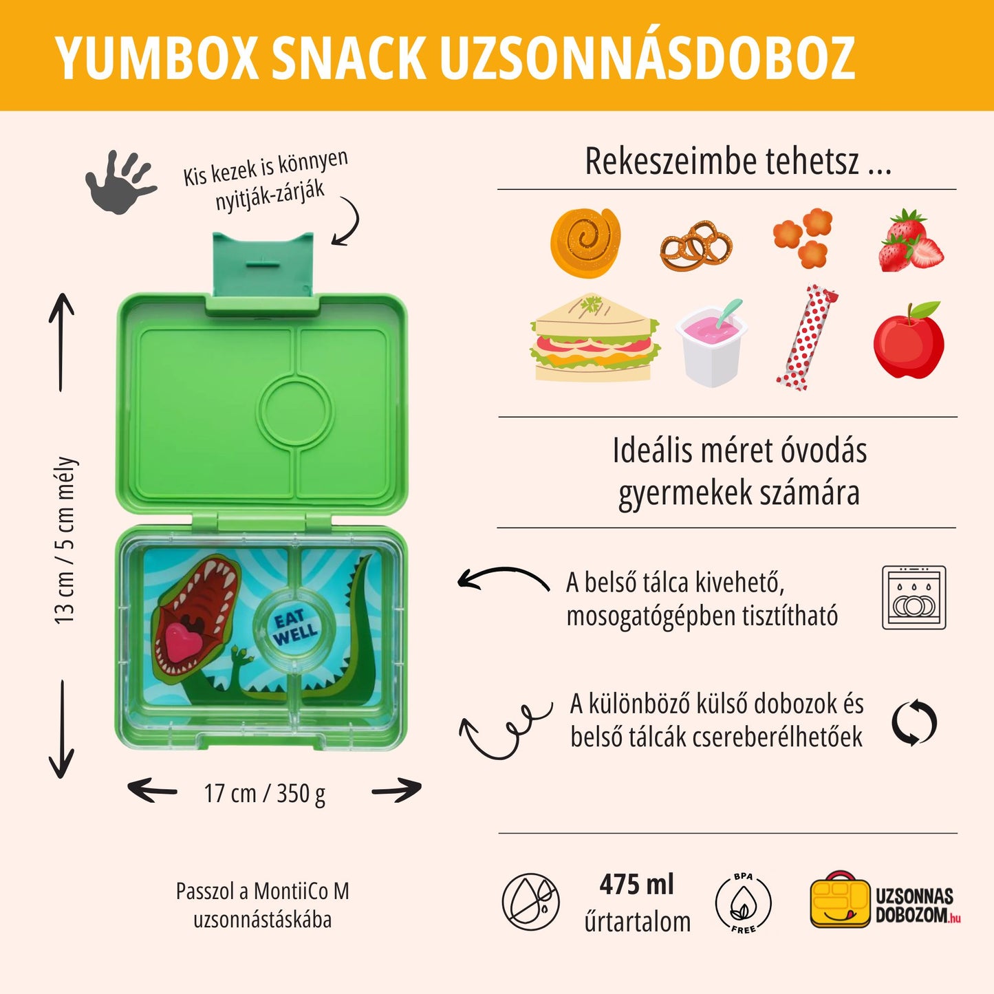 Yumbox Snack Jurassic Green / Dinosaur