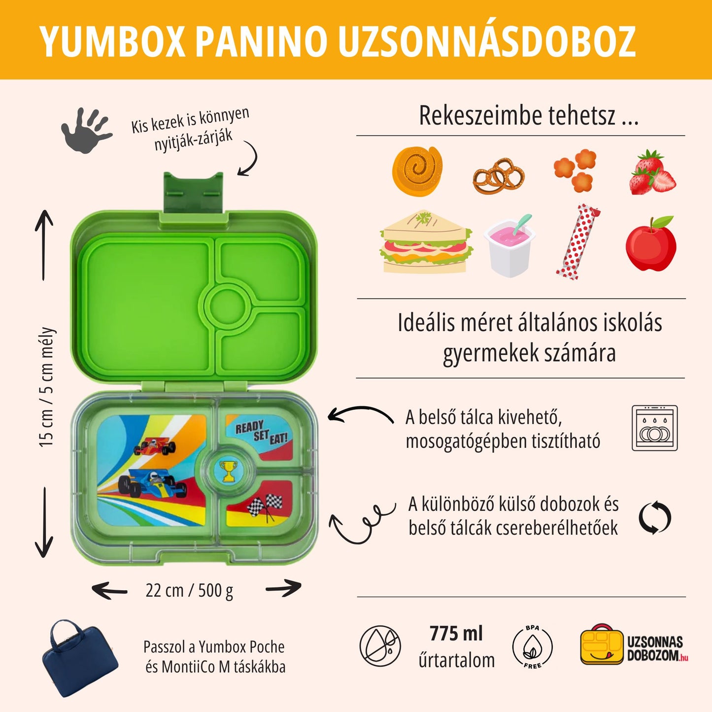 Yumbox Panino Matcha Green / Race Cars