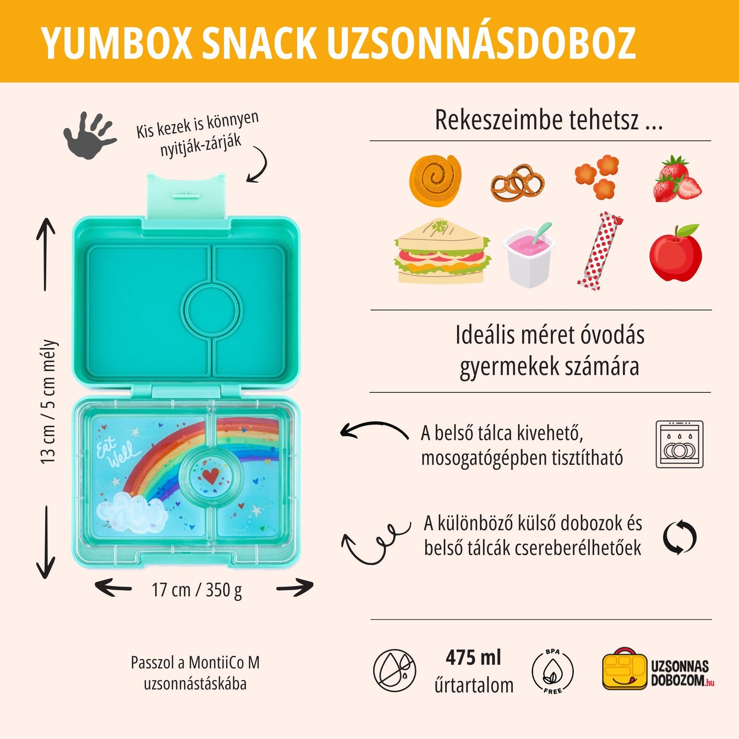 Yumbox Snack Misty Aqua / Rainbow